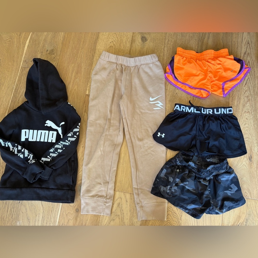 Girls activewear lot of 5 nike athleta under armour puma youth small 6/7